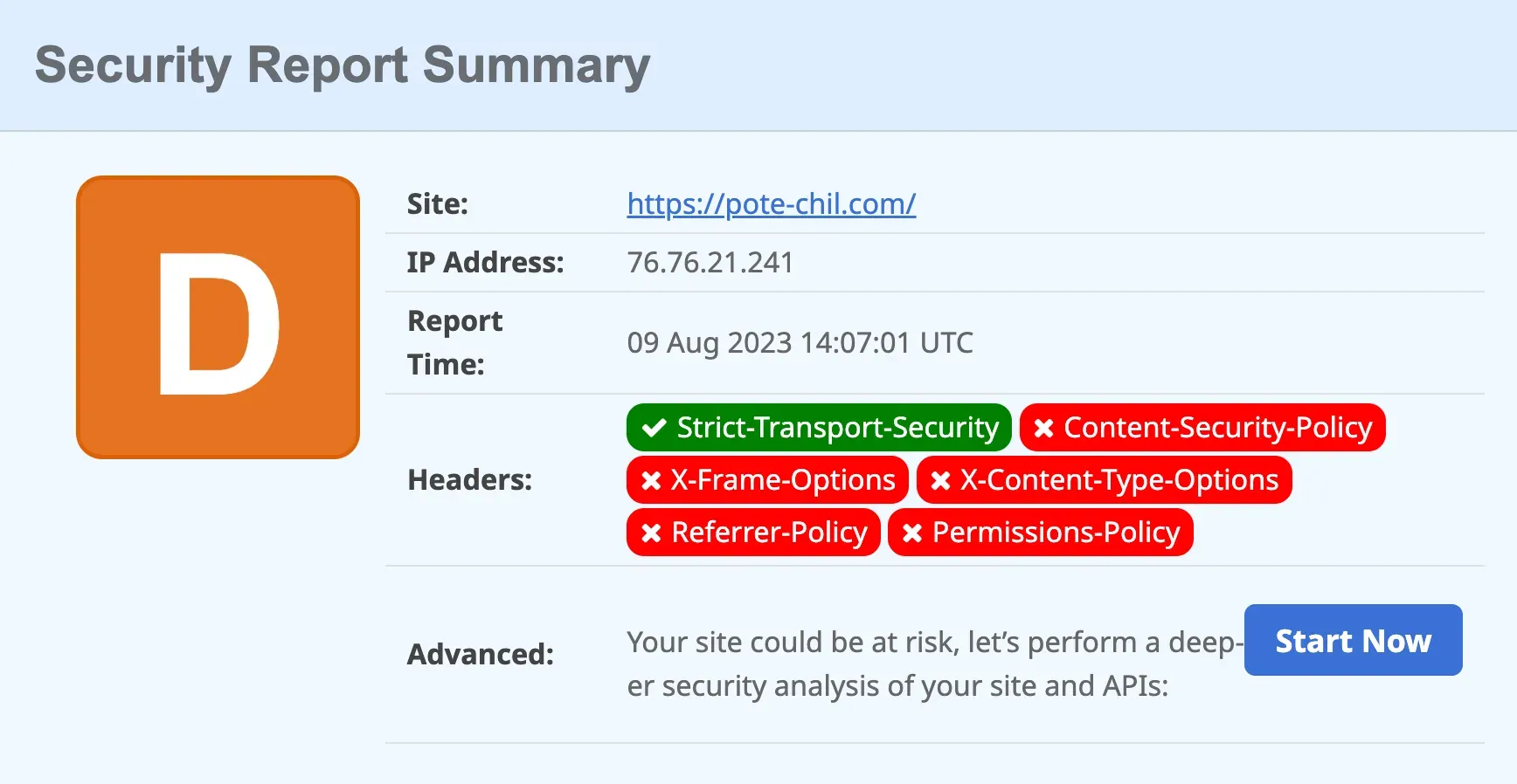 Security HeadersのスコアがDだった